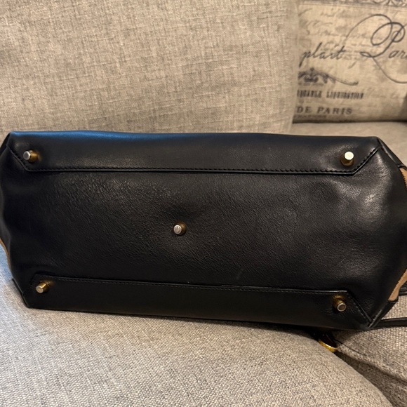 Burberry Black Leather Shoulder Bag with Signature Check Sides - Picture 4 of 8